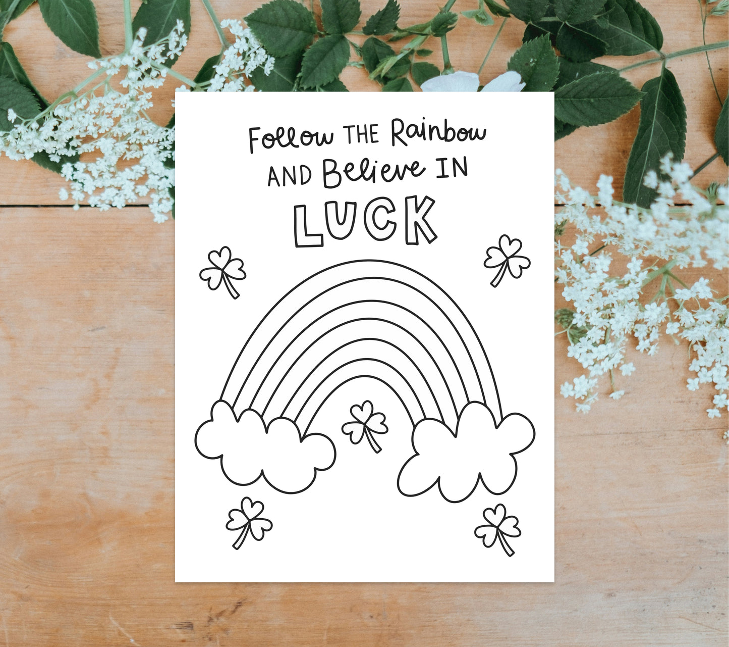 Rainbow coloring page for St. Patrick's Day