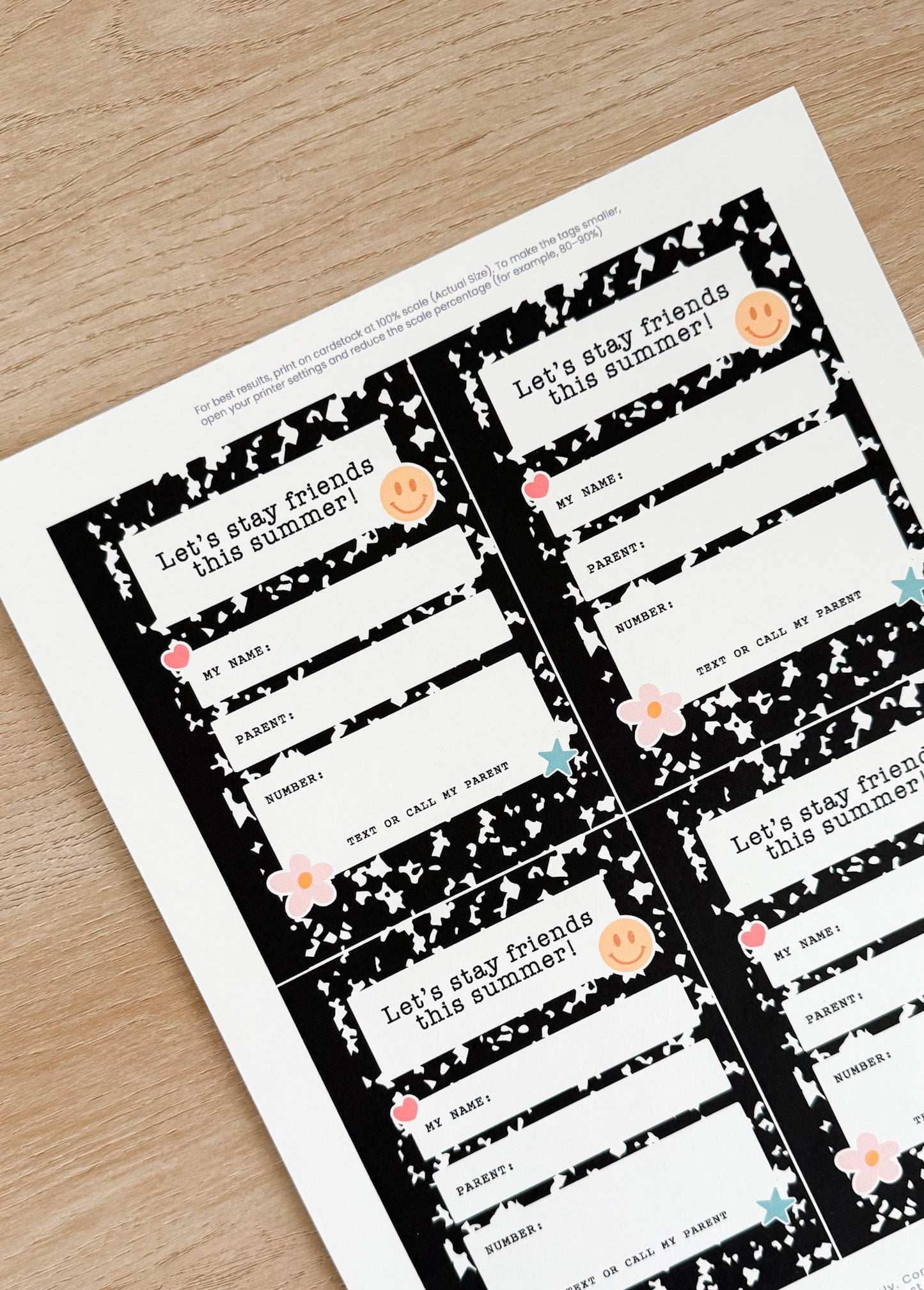 Last Day of School Printable Friendship Cards | Summer Contact Exchange