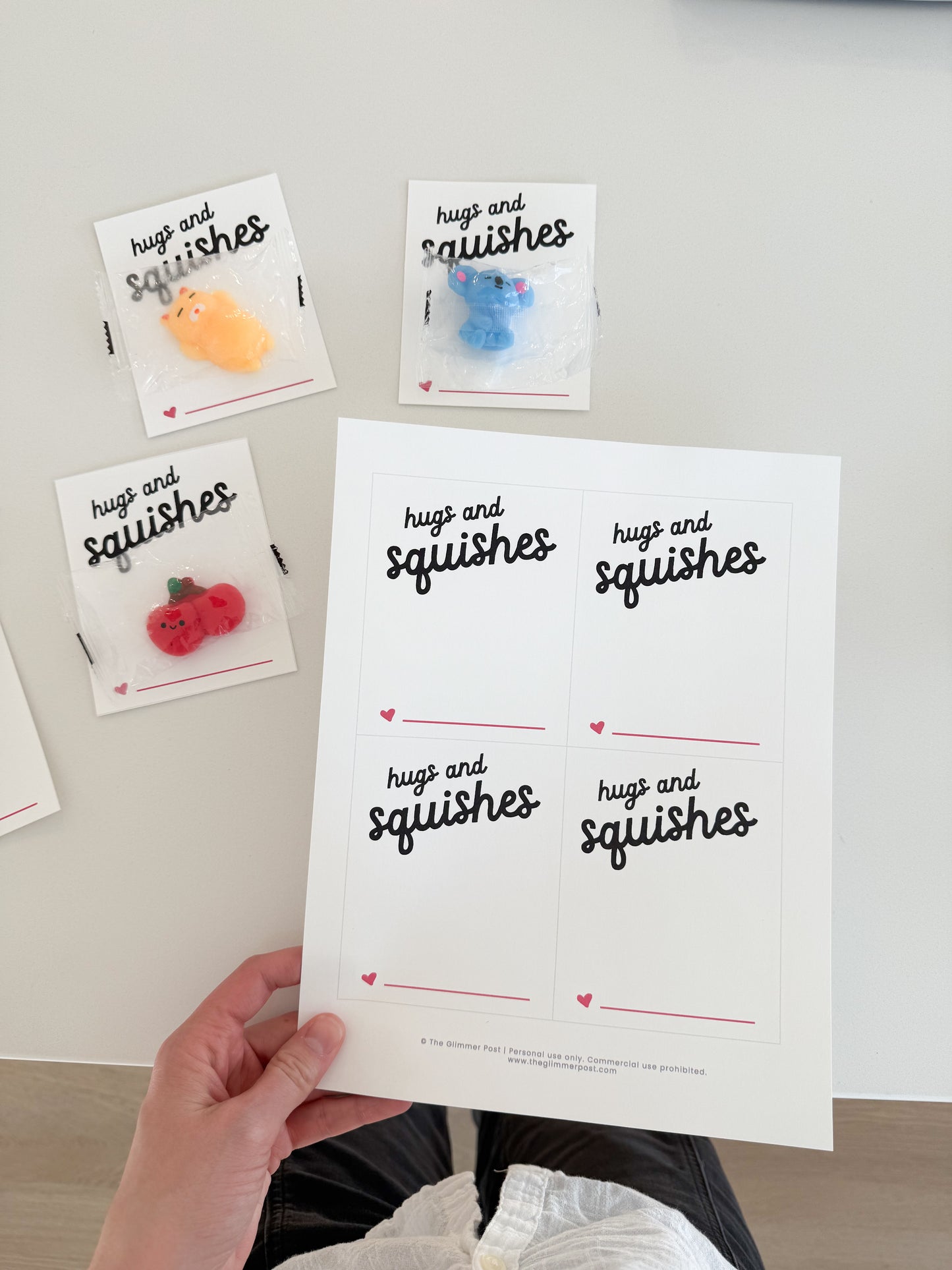 Hugs and Squishes BLK — Printable Valentines