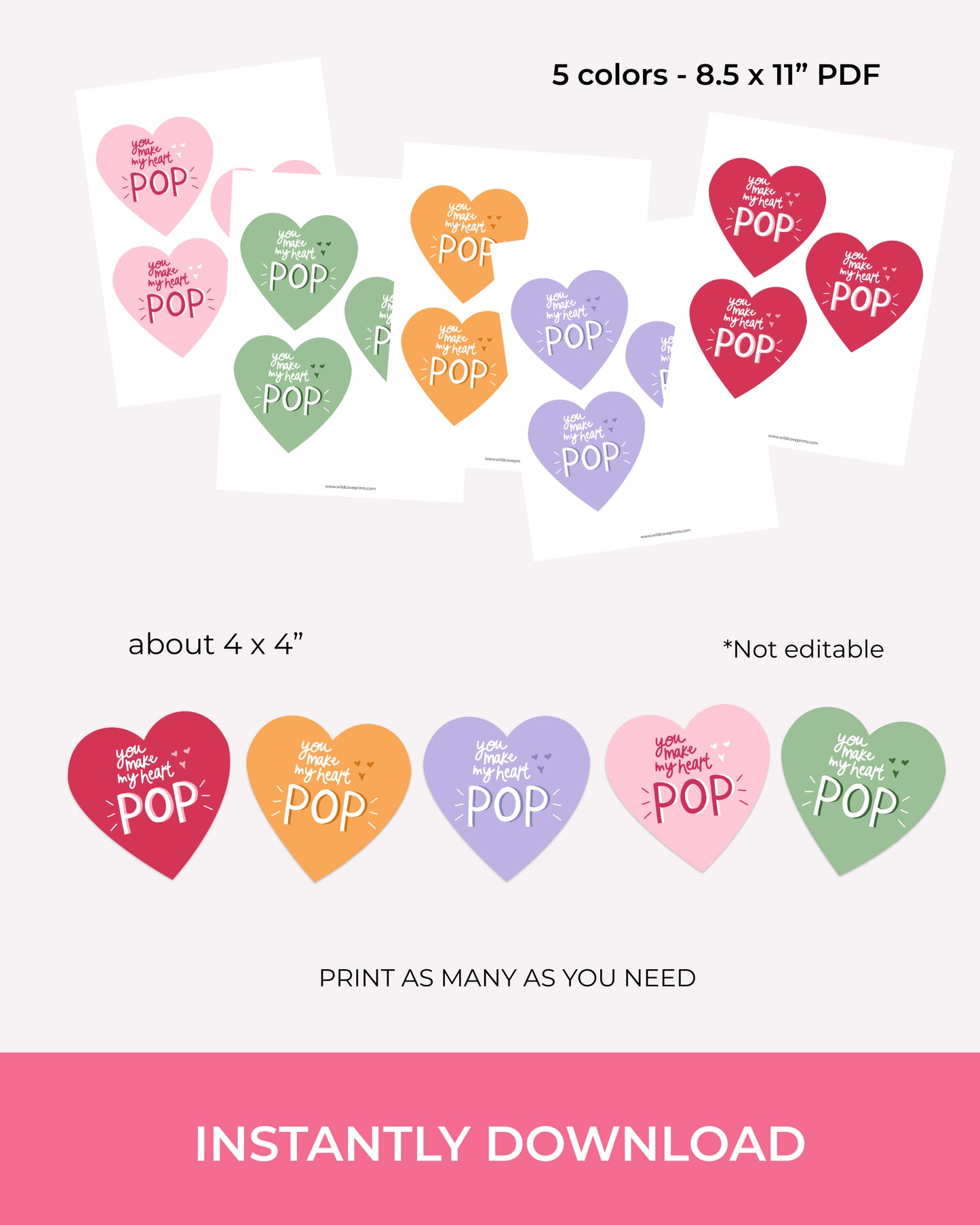 You make my heart POP — Printable Valentines
