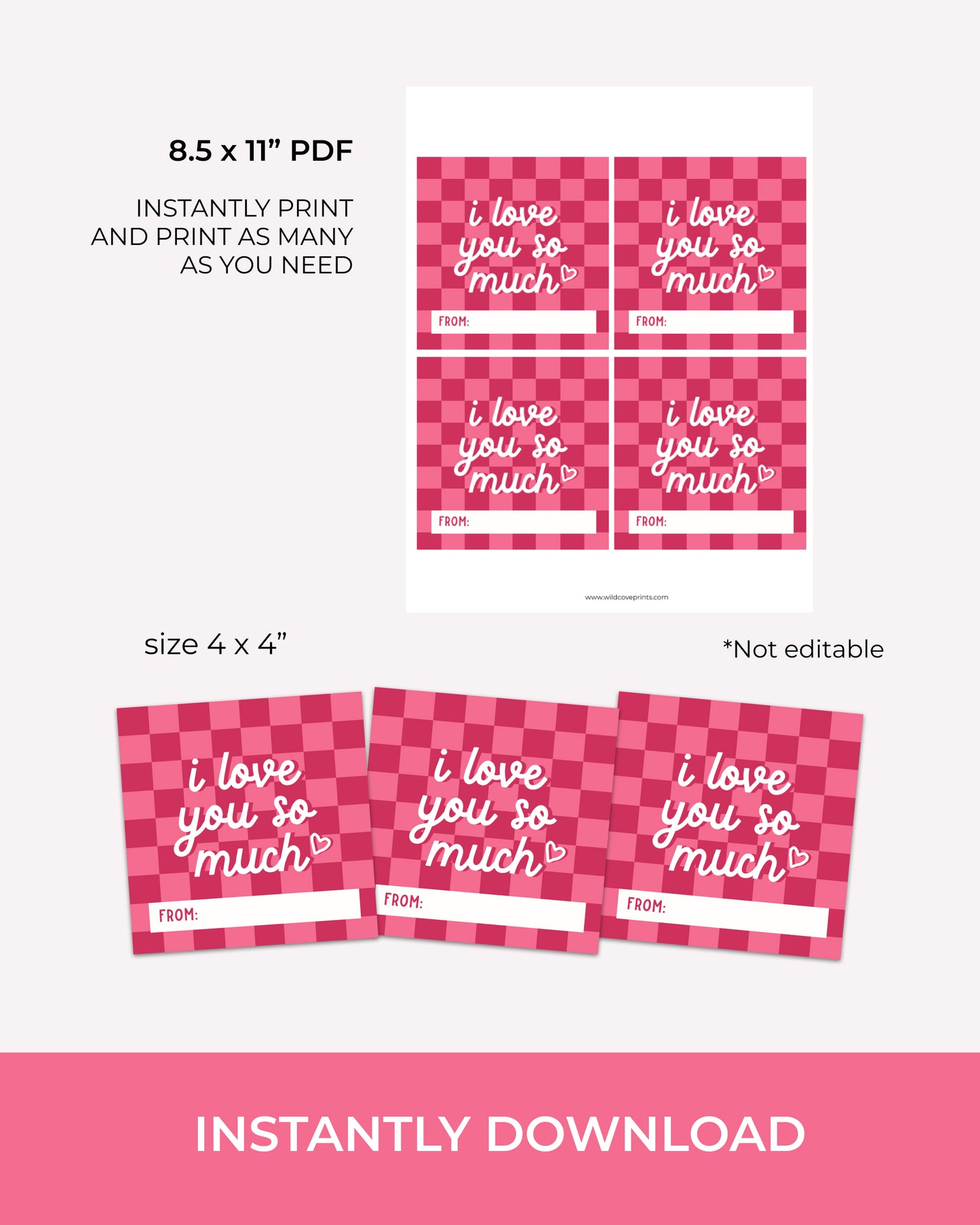 Printable valentine cards - I love you so much