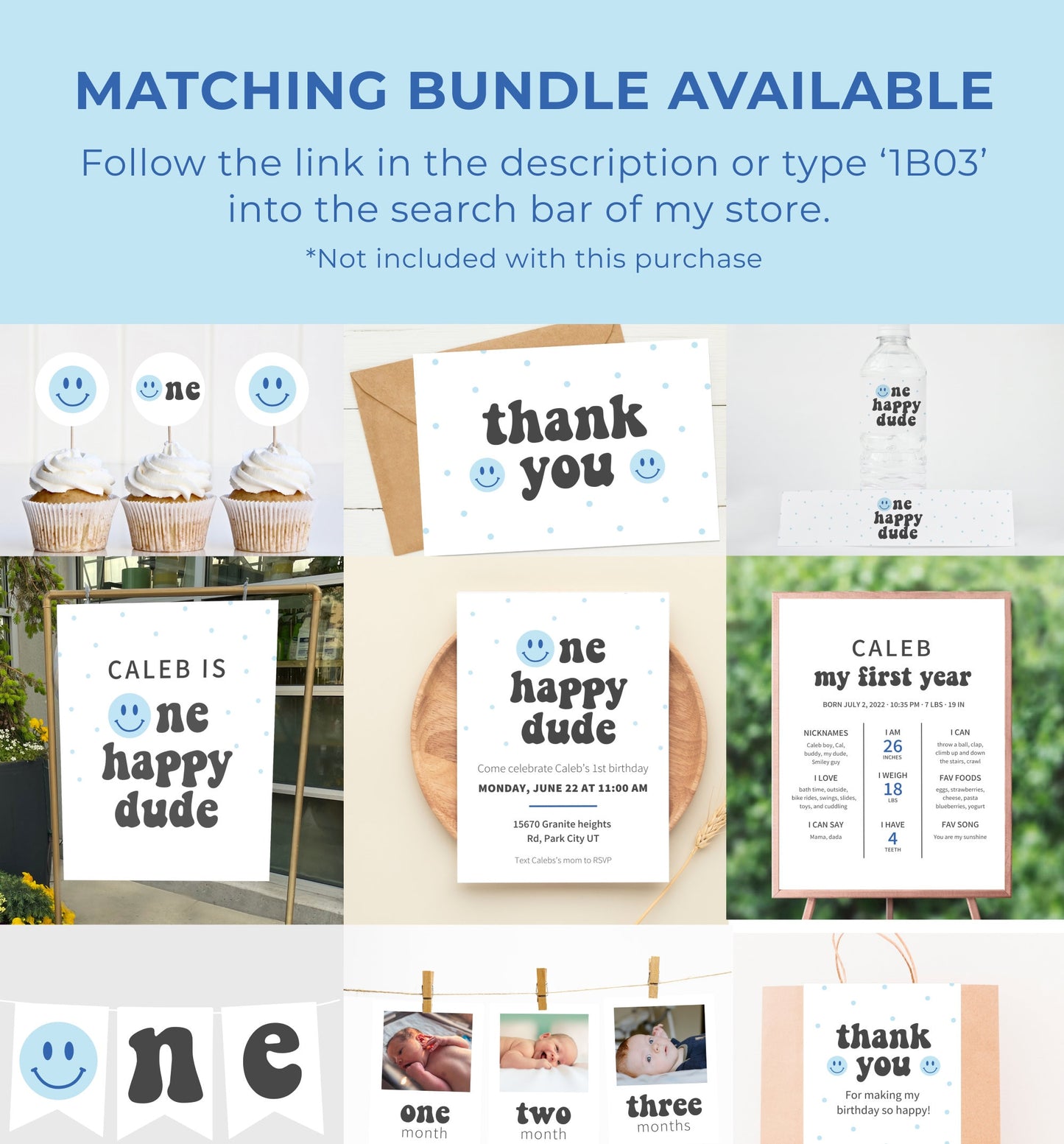 One Happy Dude High Chair birthday banner (Blue)