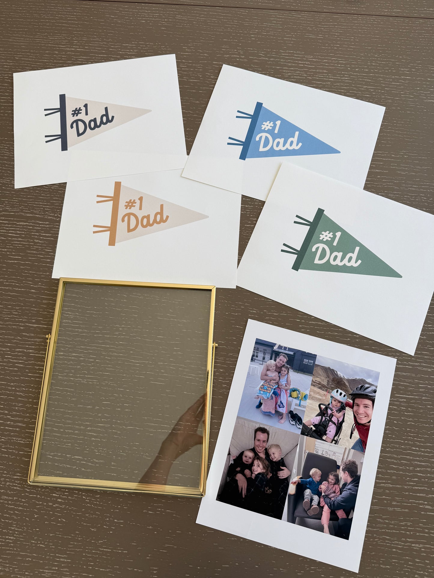 #1 Dad Pennant Flag & Photo Template Printable for DIY Photo Frame