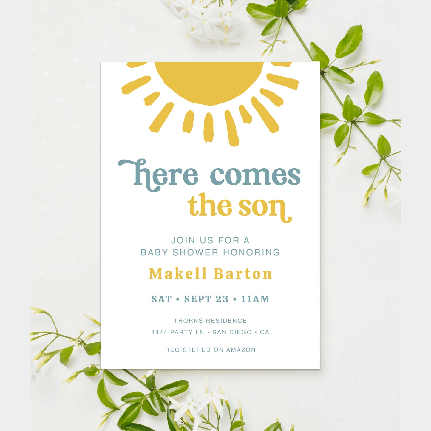 Here comes the son baby shower printable bundle