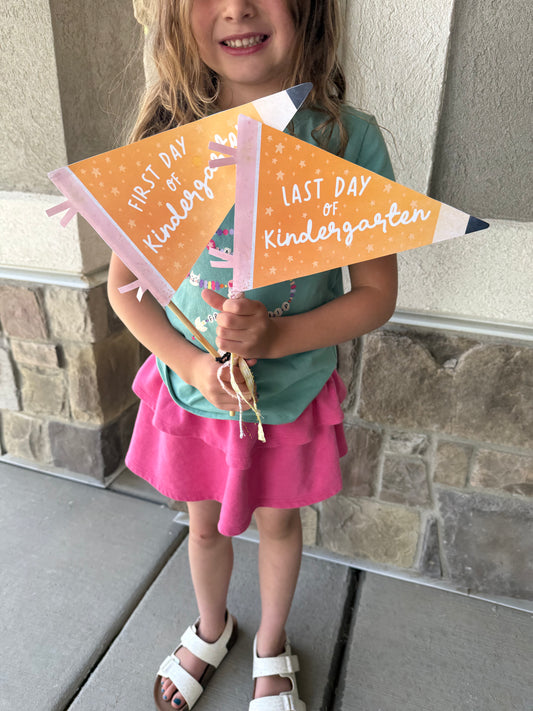 First Day + Last Day School Pennant Flags