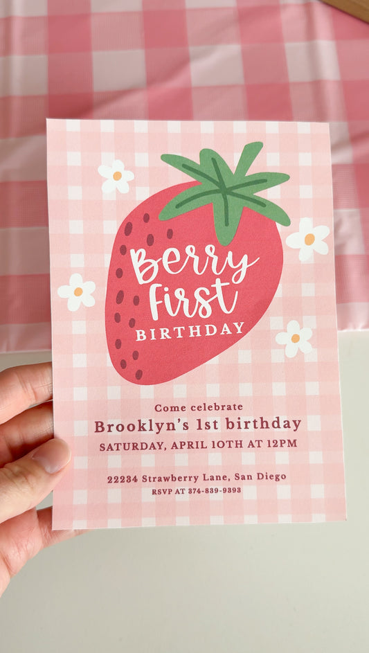 Berry First Birthday Invitation Template