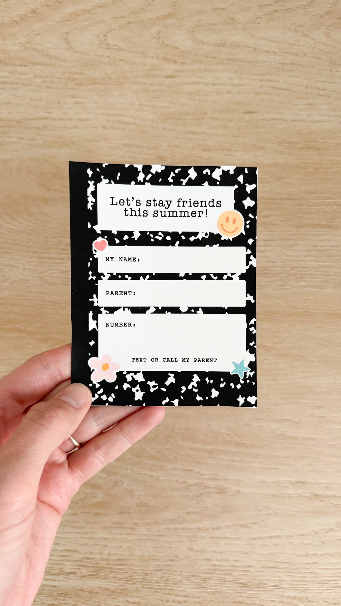 Last Day of School Printable Friendship Cards |  Summer Contact Exchange
