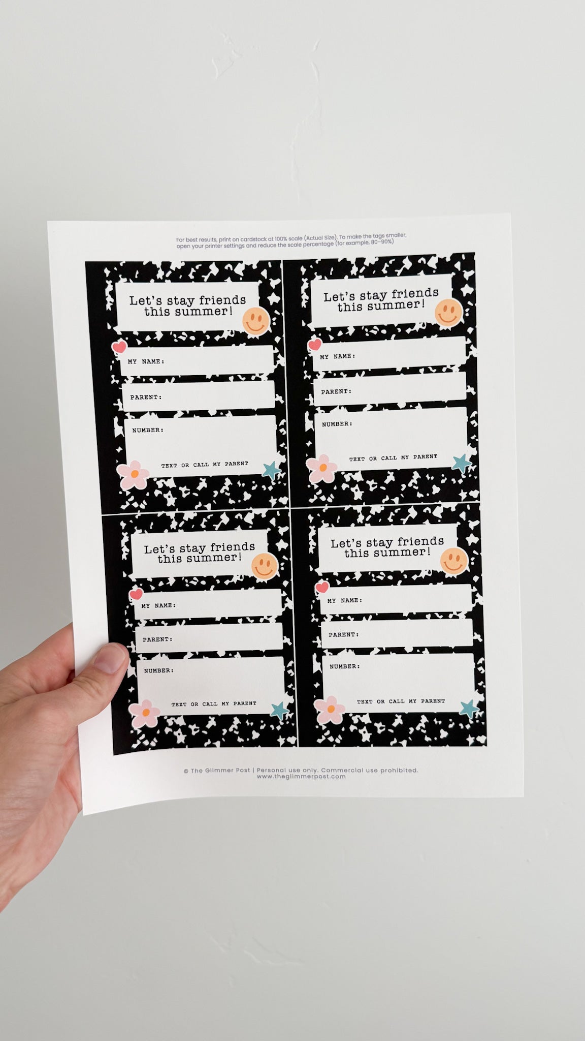 Last Day of School Printable Friendship Cards |  Summer Contact Exchange
