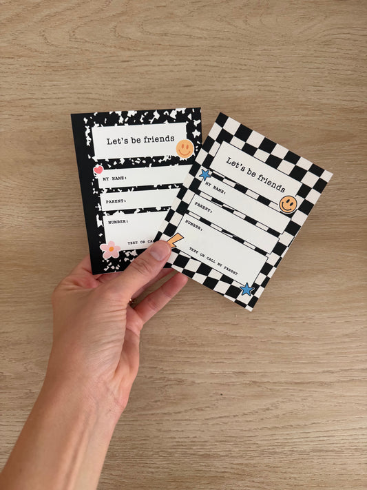 Kids Friendship Contact Card, Printable Friend Info Card, New Friend & Playdate Exchange (Instant Download)