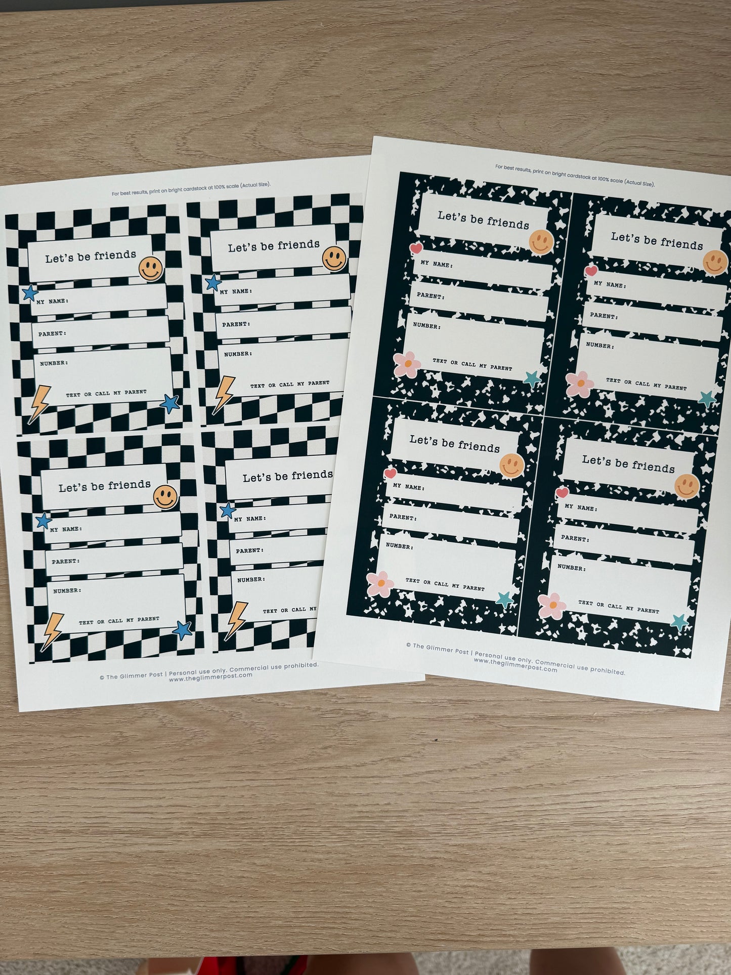 Kids Friendship Contact Card, Printable Friend Info Card, New Friend & Playdate Exchange (Instant Download)