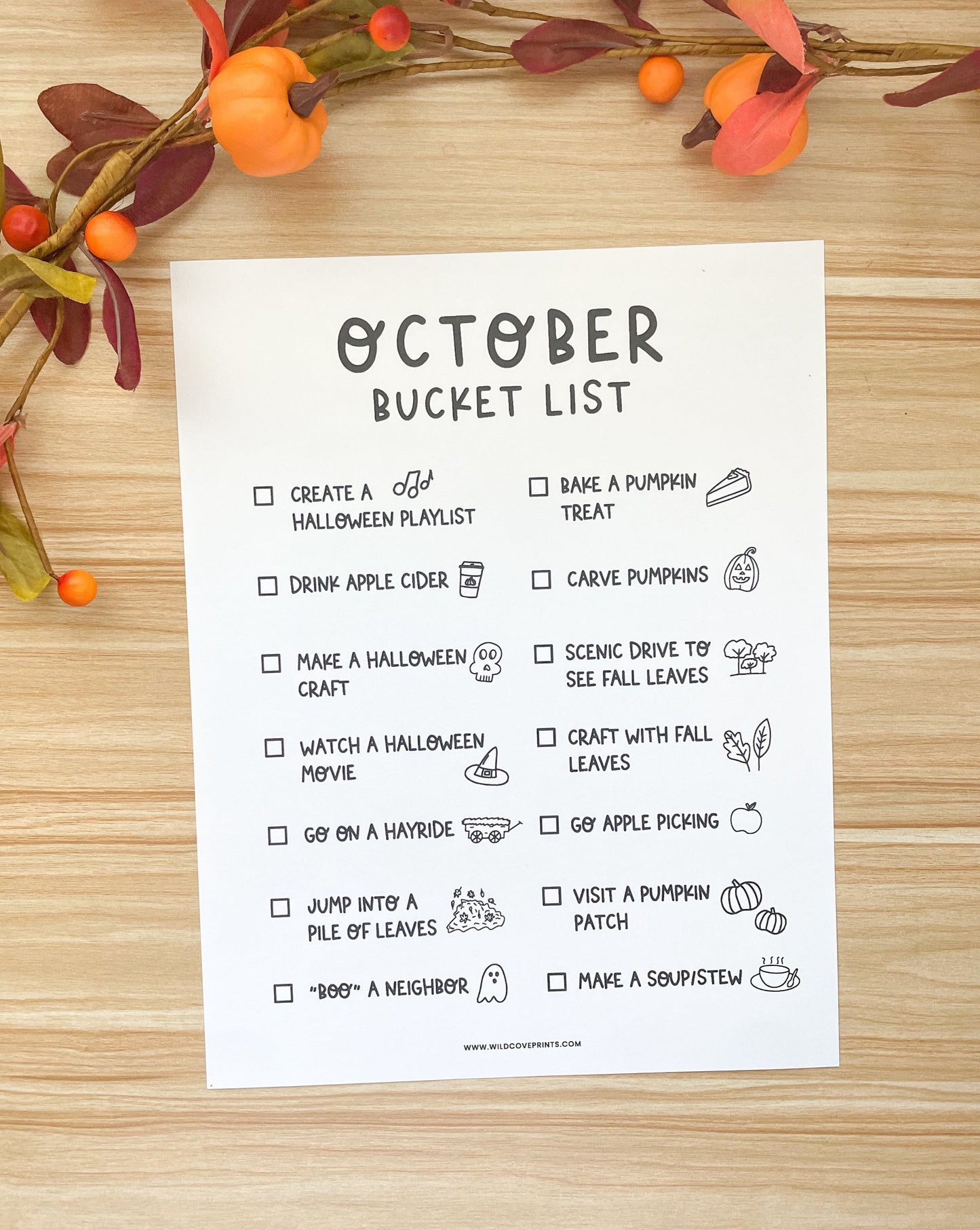 Printable October Halloween Bucket List