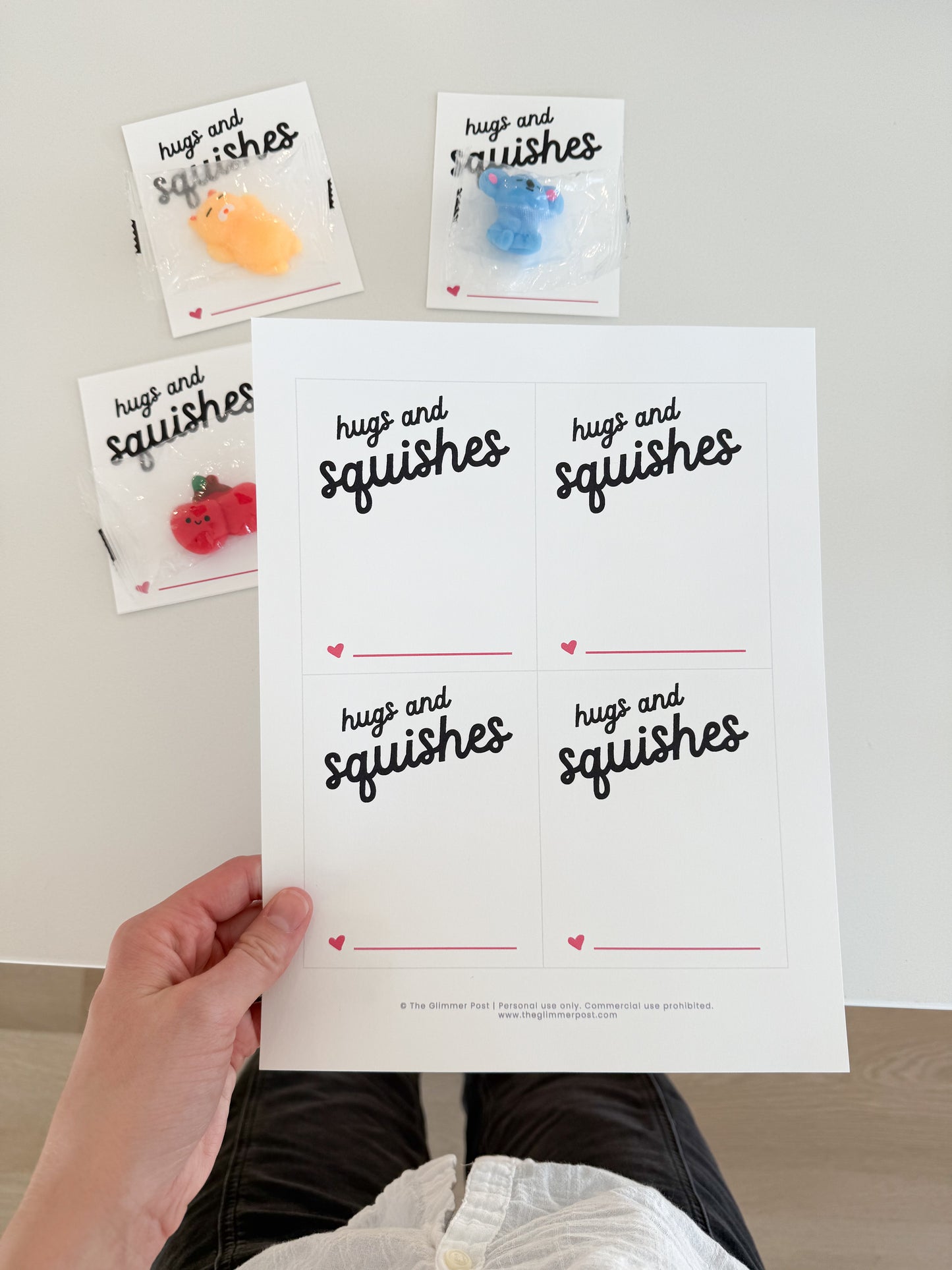Hugs and Squishes BLK — Printable Valentines