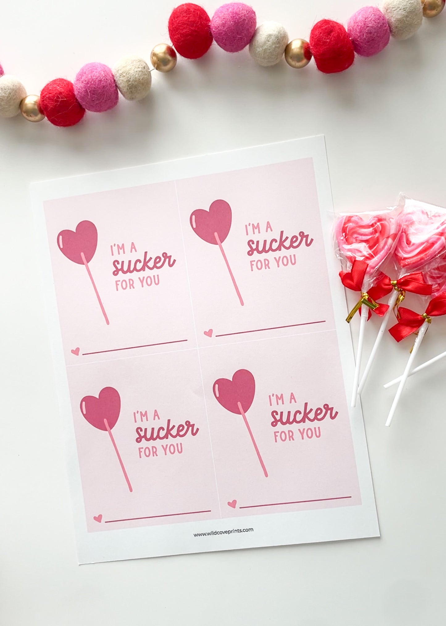 I'm a sucker for you valentine — Printable Valentines