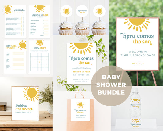 Here comes the son baby shower printable bundle