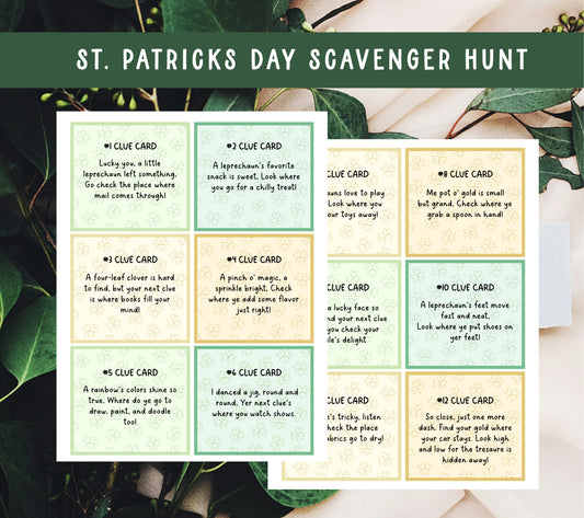St. Patrick's Day Scavenger Hunt Printable Cards