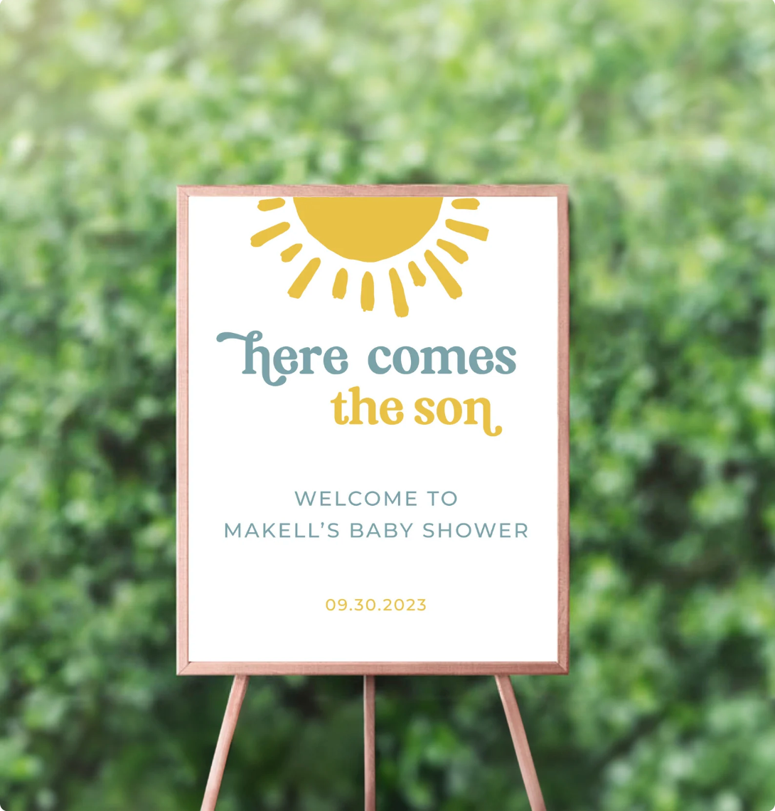 Here comes the son baby shower printable bundle