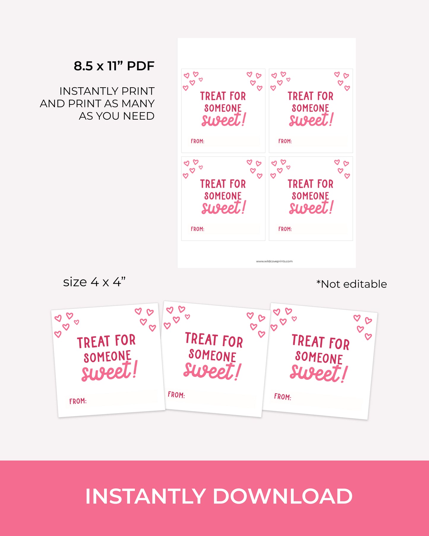 Treat for someone sweet valentine - Printable Valentine Cards
