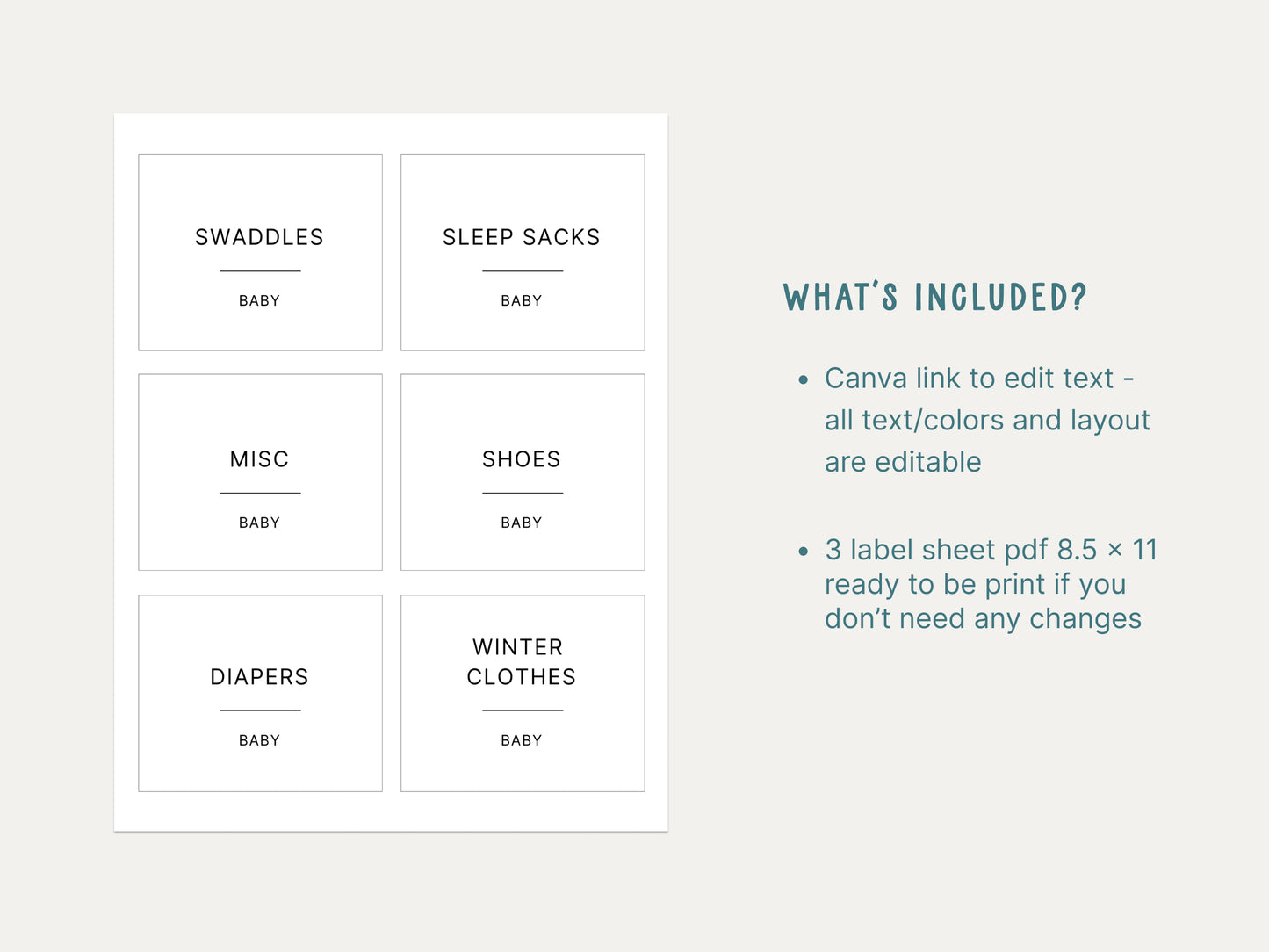 Editable Baby Storage Labels