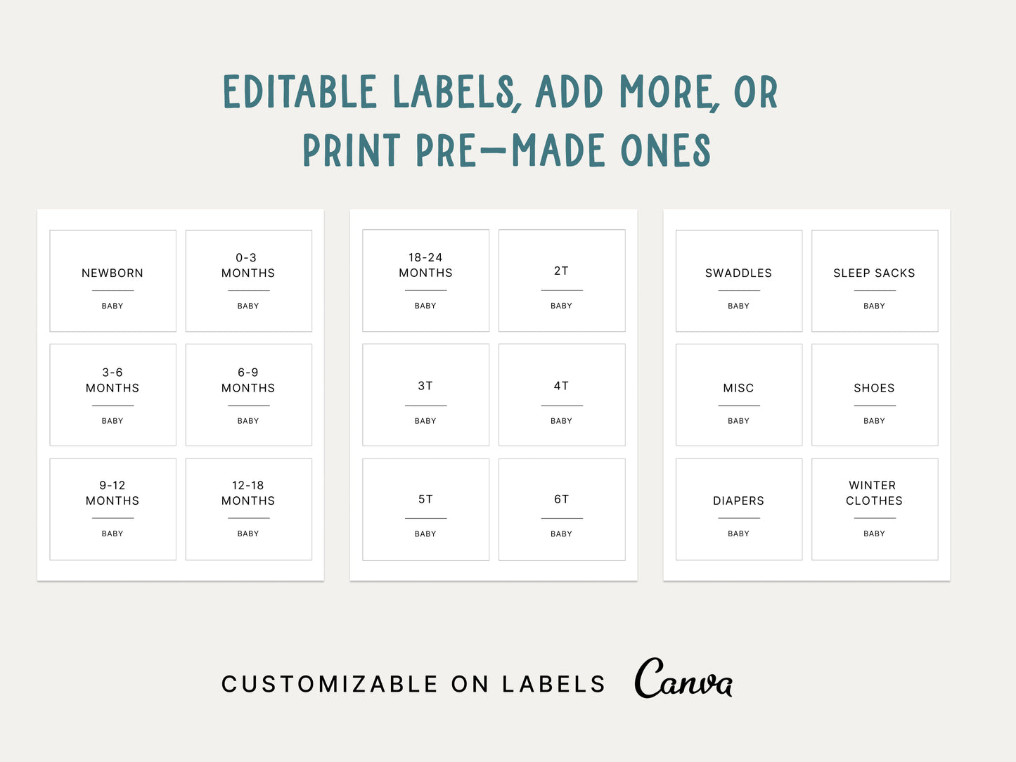 Editable Baby Storage Labels