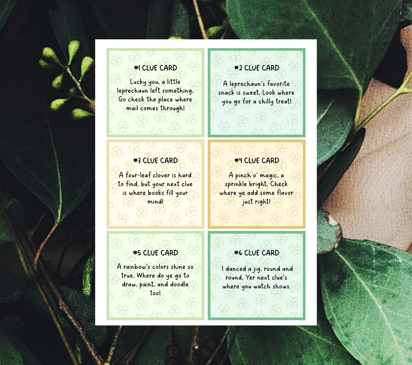 St. Patrick's Day Scavenger Hunt Printable Cards