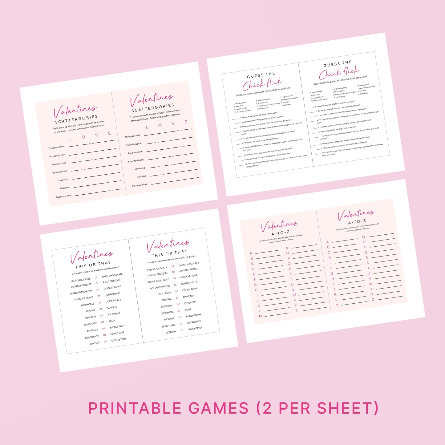 Valentine's day games set of 4