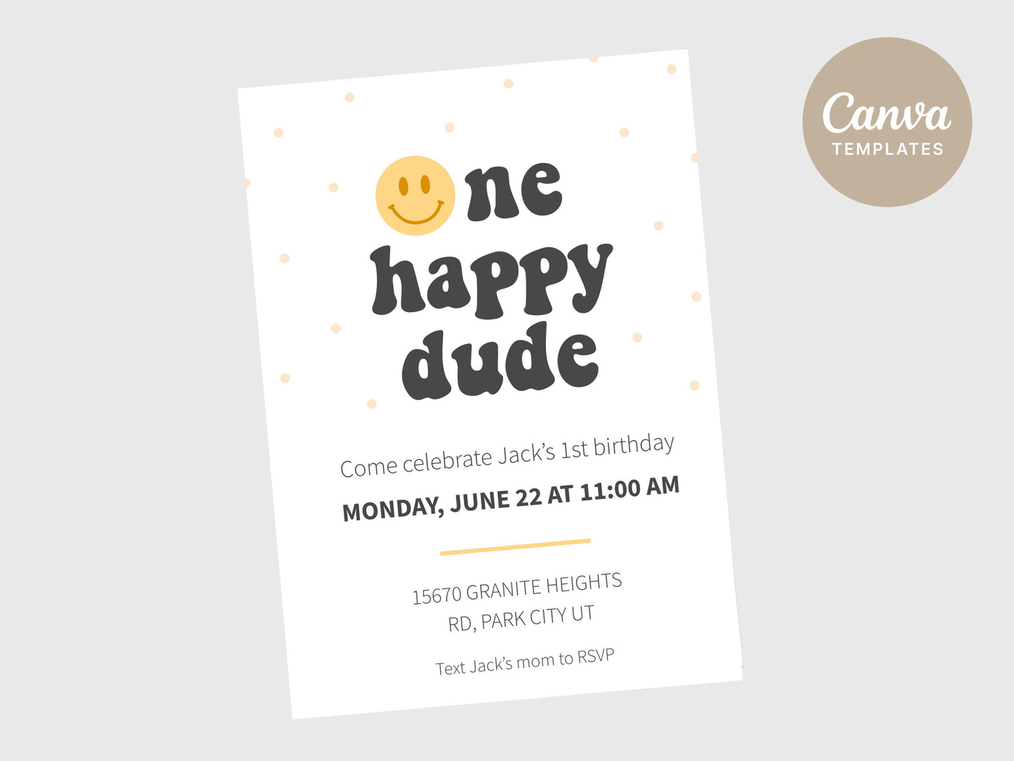 One Happy Dude Invitation