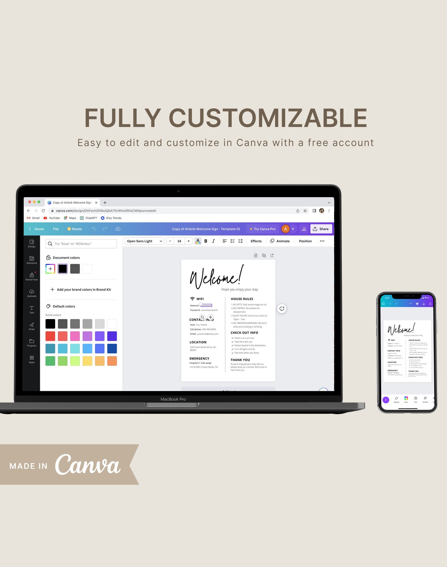 Airbnb Welcome Sign Printable Template