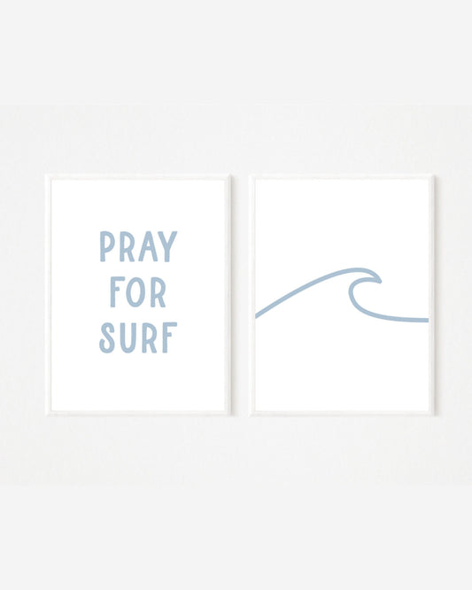 Pray For Surf Wall Print Set of 2