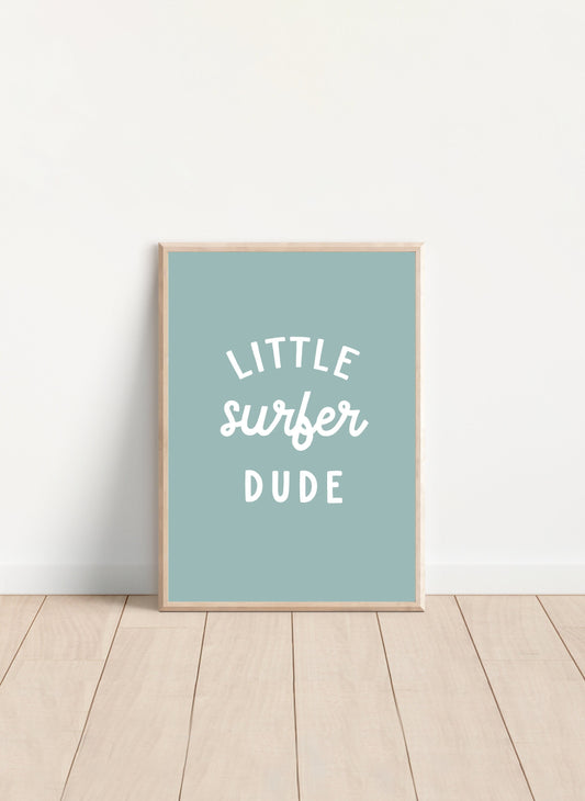Little Surfer Dude Wall Print