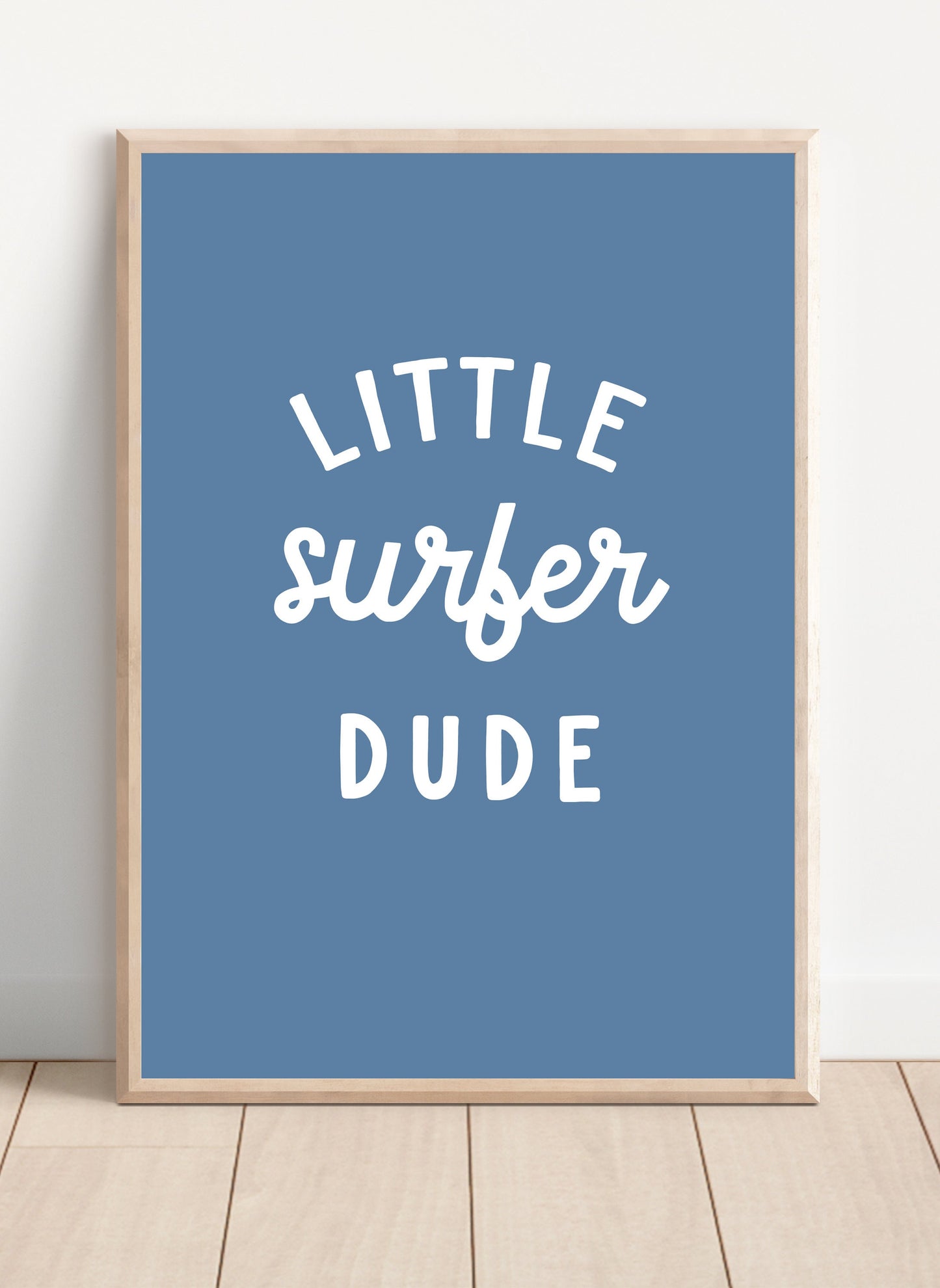 Little Surfer Dude Blue Wall Print Navy