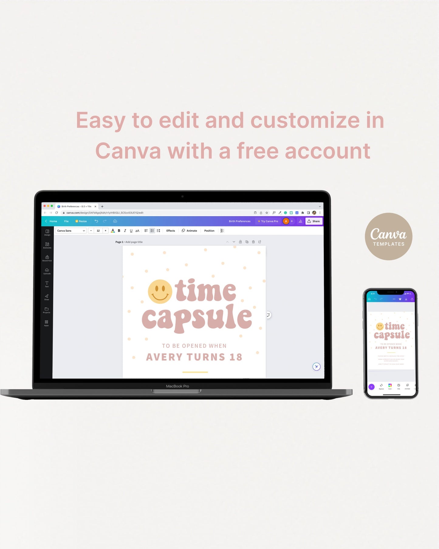 One Happy Gal Time Capsule sign with matching note cards