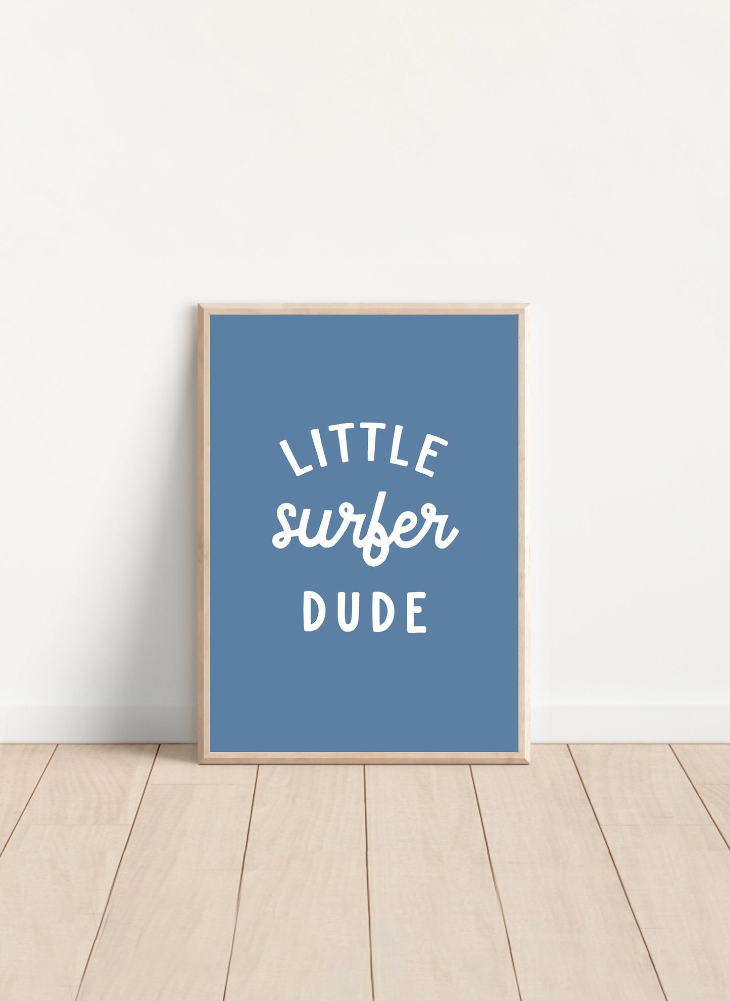 Little Surfer Dude Blue Wall Print Navy