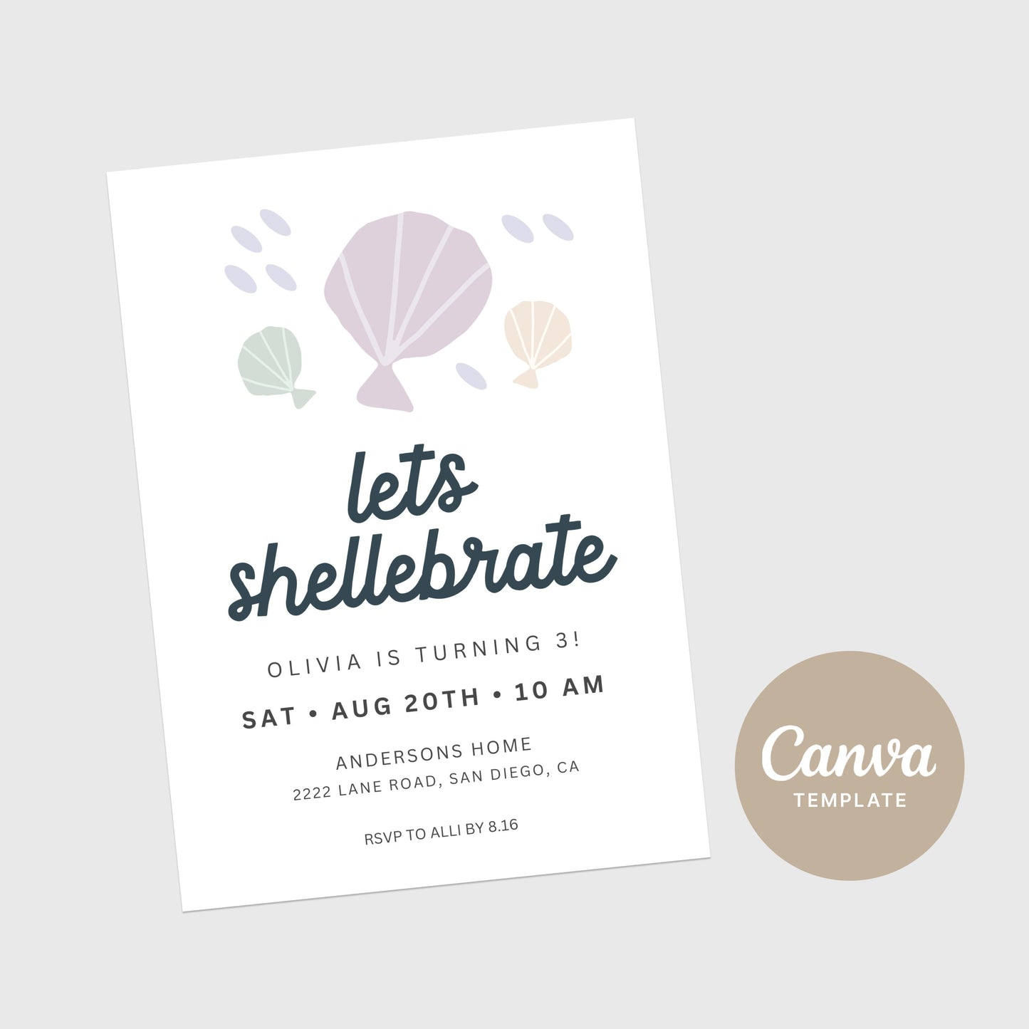 Let's Shellebrate Invitation Mermaid Party