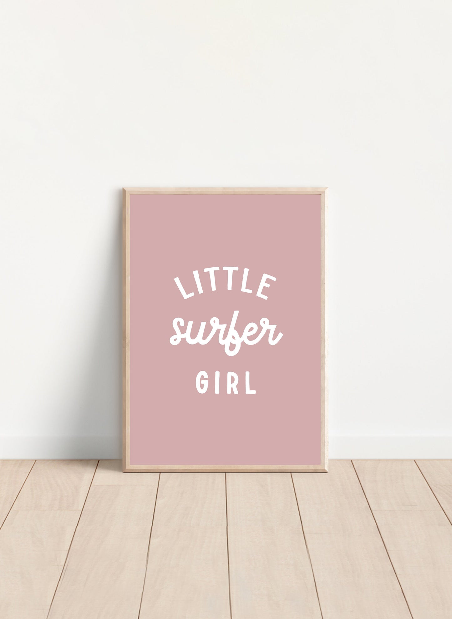 Little Surfer Girl Wall Print Pink